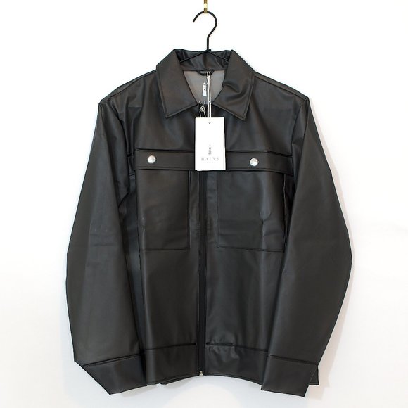 Rains Nap Boxy Black Vinyl Waterproof Rain Jacket - Picture 5 of 6